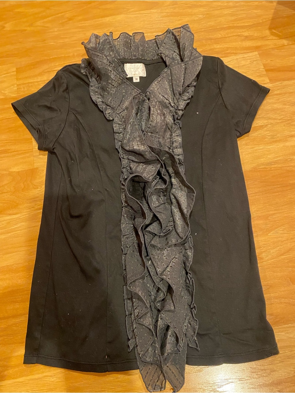 Emma James Black Ruffle Front Blouse
